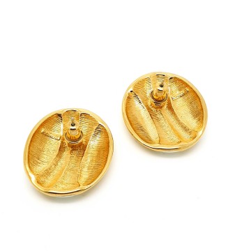 Monet cream goldtone post earrings signed