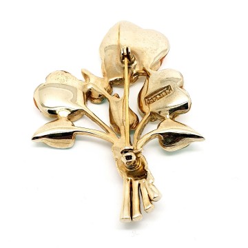 Monet enamelled flower brooch signed