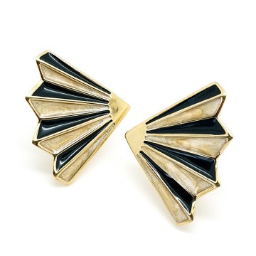 Monet fan shaped enamelled earrings