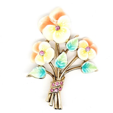 Monet enamelled flower brooch