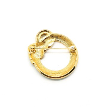 Monet goldtone brooch black enamel