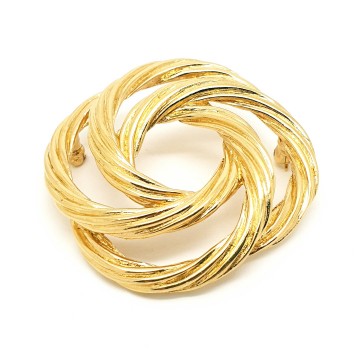 Monet - goldtone ribbed cord intertwined circles brooch - Bliinkt