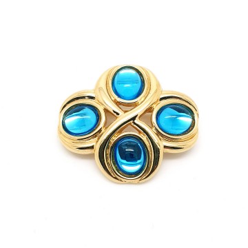 Monet goldtone brooch with blue glass cabochons - Bliinkt
