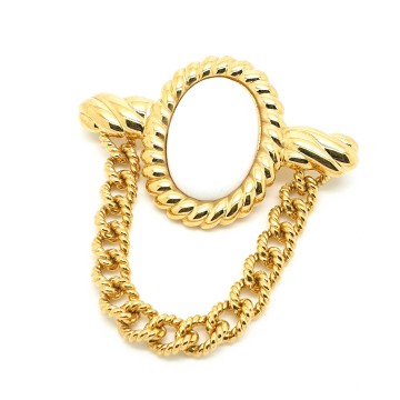 Monet goldtone dangle brooch with white cabochon - Bliinkt