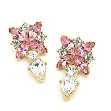 Monet - dangle earrings with pink and clear rhinestones - Bliinkt