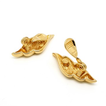 Monet goldtone earrings wave shape signed