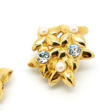 Monet goldtone earrings with clear strass and faux pearls