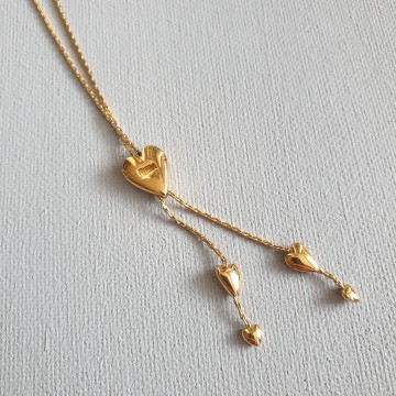 Monet goldtone lariat heart necklace