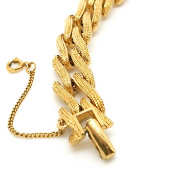 Monet goldtone link bracelet with safety chain - Bliinkt