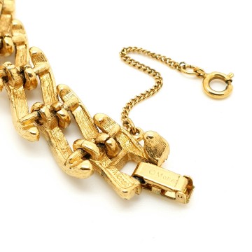 Monet goldtone link bracelet with safety chain - Bliinkt