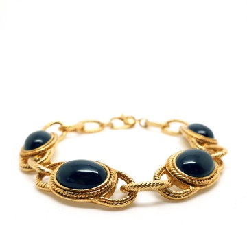 Monet - goldtone link bracelet with black cabochons - Bliinkt