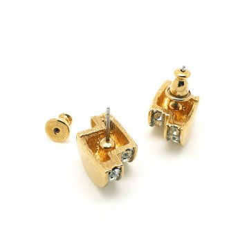Monet - goldtone earrings with clear rhinestones - Bliinkt