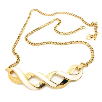 Monet goldtone white enamelled necklace - Bliinkt