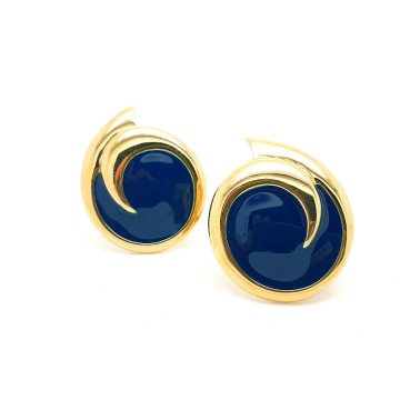 Monet goldtone dark blue enamel earrings - Bliinkt