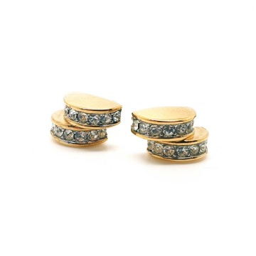 Monet - goldtone earrings with clear rhinestones - Bliinkt