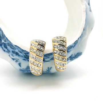 Monet half hoop earrings with clear rhinestones - Bliinkt