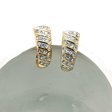 Monet half hoop earrings with clear rhinestones - Bliinkt
