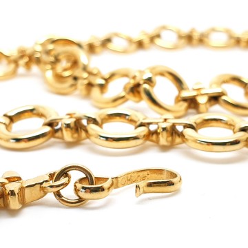 Monet - long goldtone necklace with round links and signed hook closure - Bliinkt