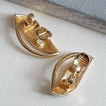 Monet mint green enamelled goldtone earrings signed