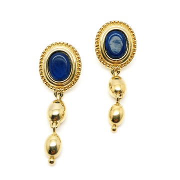 Monet pierced earrings with lapis lazuli blue stones