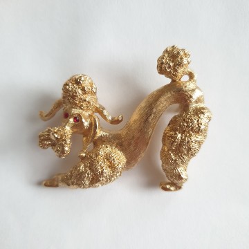 Monet - goldtone poodle brooch