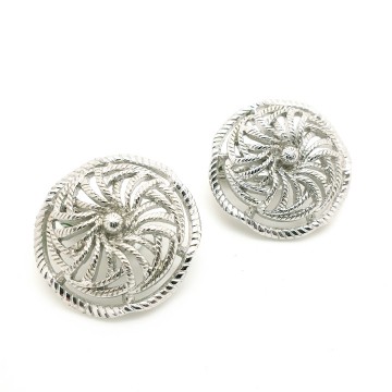 Monet round open work silvertone clip earrings