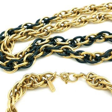 Monet schakelketting goudkleurig met zwart emaille en lobster claw