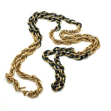 Monet schakelketting goudkleurig met zwart emaille