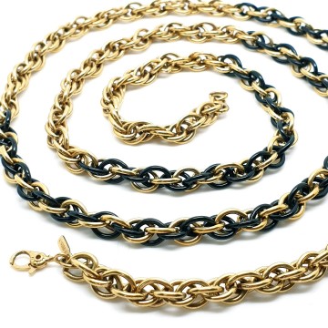 Monet schakelketting goudkleurige schakels met zwart emaille