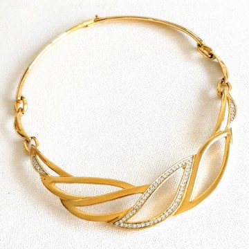 Monet - goldtone necklace with clear rhinestones - Bliinkt