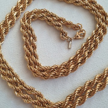 Monet long goldtone twisted rope necklace