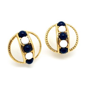 Monet wit met donkerblauwe goudkleurige clips