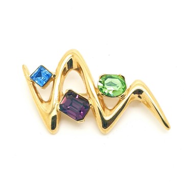 Monet - zigzag brooch with blue, purple and green - Bliinkt