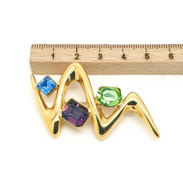 Monet - zigzag brooch with blue, purple and green - Bliinkt