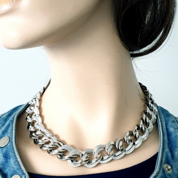 Monet - silvertone double link chain necklace - Bliinkt