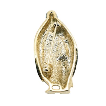 Mother and child penguin brooch with clear rhinestone body and green rhinestone eyes - Bliinkt