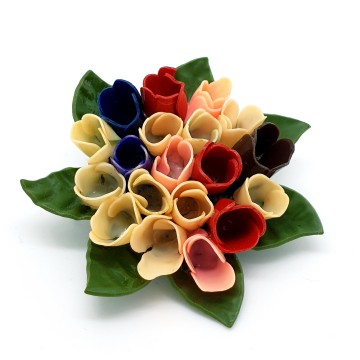 Multicoloured celluloid flower brooch - Bliinkt
