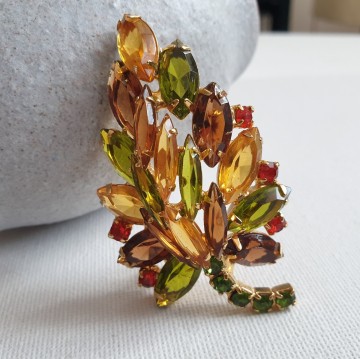 Multicoloured goldtone Juliana-style brooch