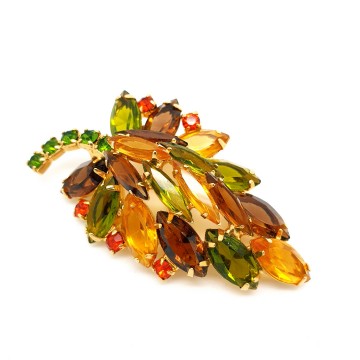 Multicoloured goldtone Juliana-style brooch
