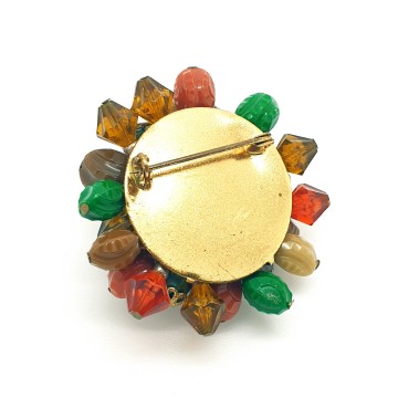 Multicoloured plastic beads mid century brooch - Bliinkt