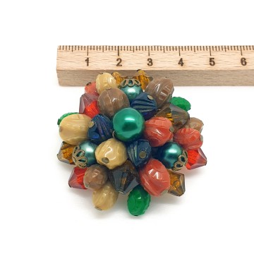 Multicoloured plastic beads mid century brooch - Bliinkt