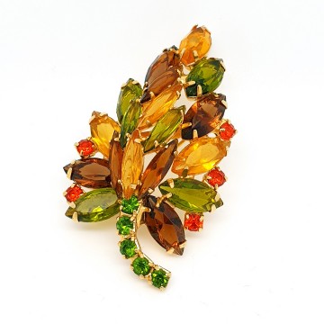 Multicoloured goldtone Juliana-style brooch