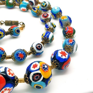 Murano necklace with Millefiori glass beads - Bliinkt