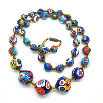 Murano necklace with Millefiori glass beads - Bliinkt