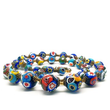 Murano necklace with Millefiori glass beads - Bliinkt