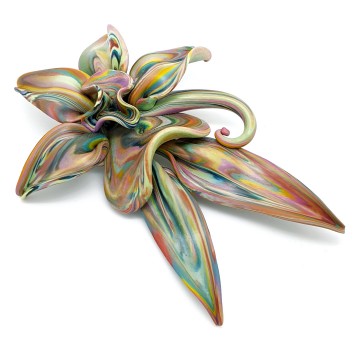 Mutlicoloured plastic flower brooch