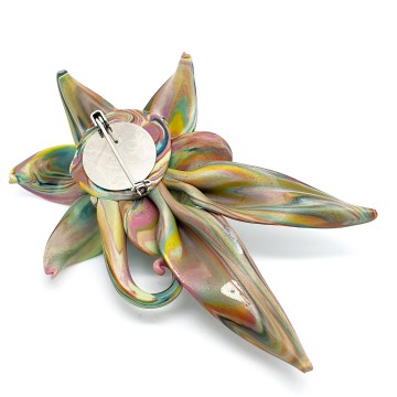 Mutlicoloured plastic flower brooch