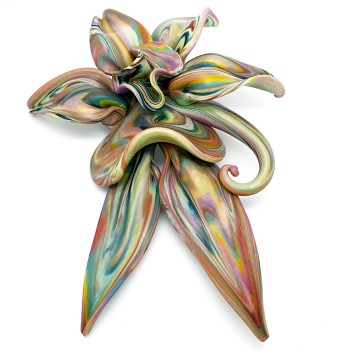Mutlicoloured plastic flower brooch