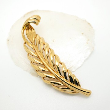 Napier - shiny leaf brooch 90s - Bliinkt