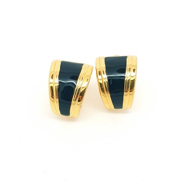 Napier goldtone earrings with black enamel